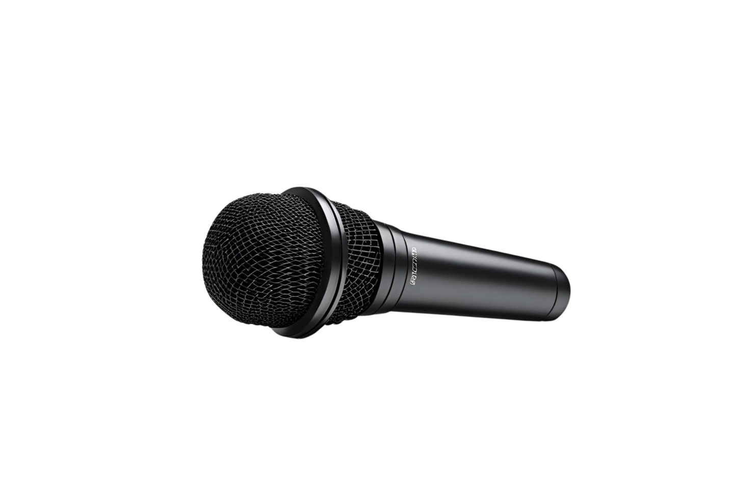 Black microphone isolated. Audio device cut out. Recording, music equipment display. png