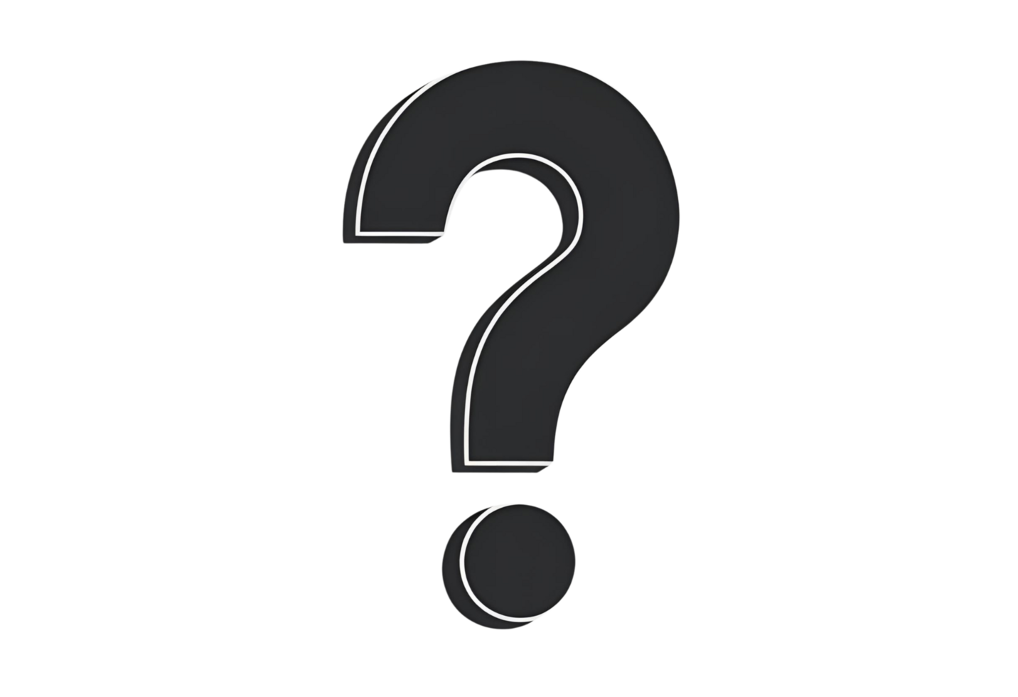 Black question mark icon. Bold symbol graphic for inquiry display. png