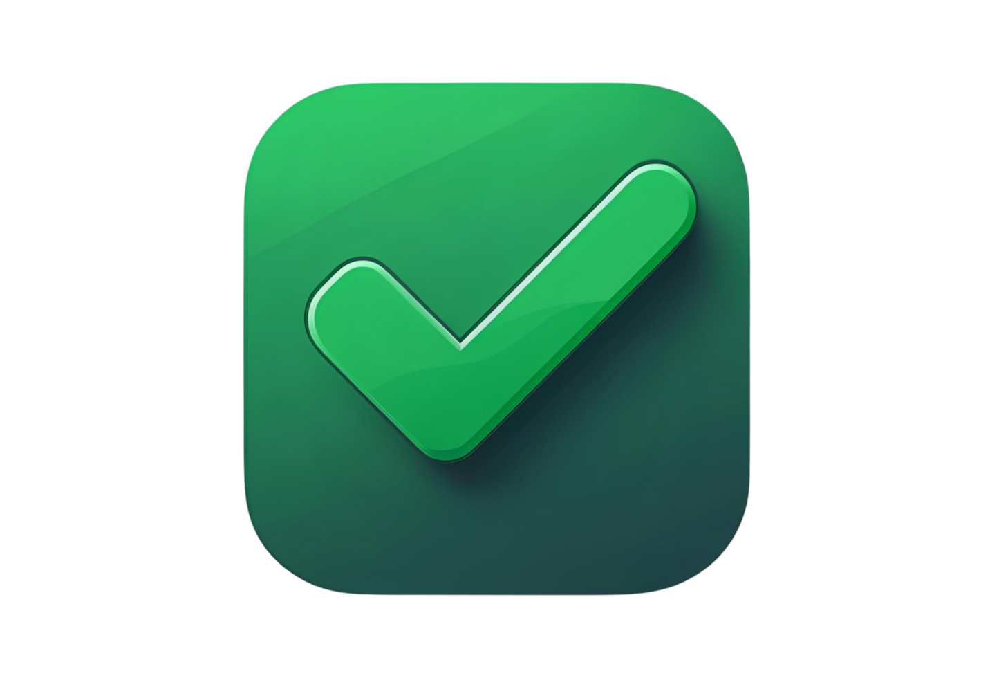 Green check mark file icon for apps, web, UI, design. png