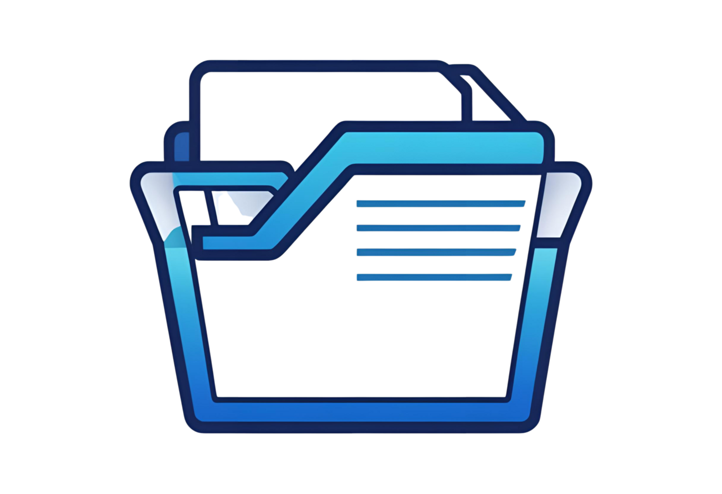 Blue white document file folder icon isolated. Office storage graphic. png