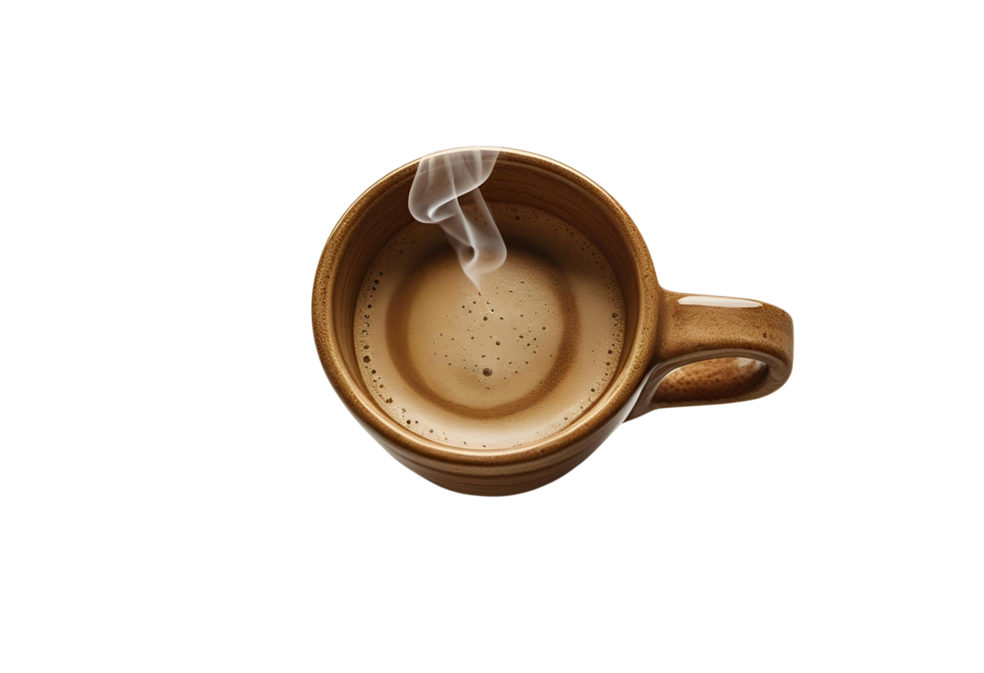 Overhead view of coffee cup isolated. Morning beverage top display. png