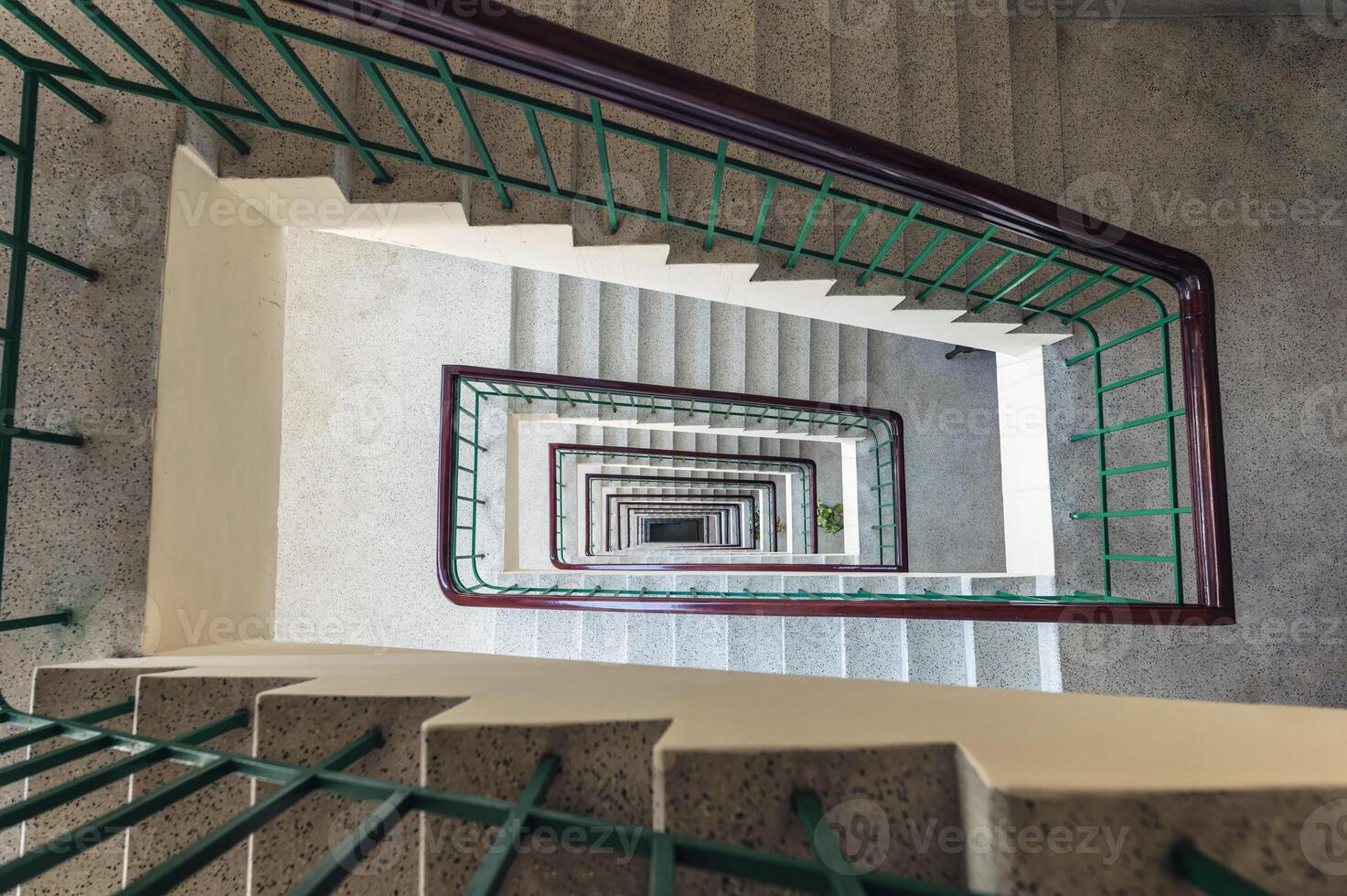 Architecture retro rectangle shape staircase swirl in residential photo