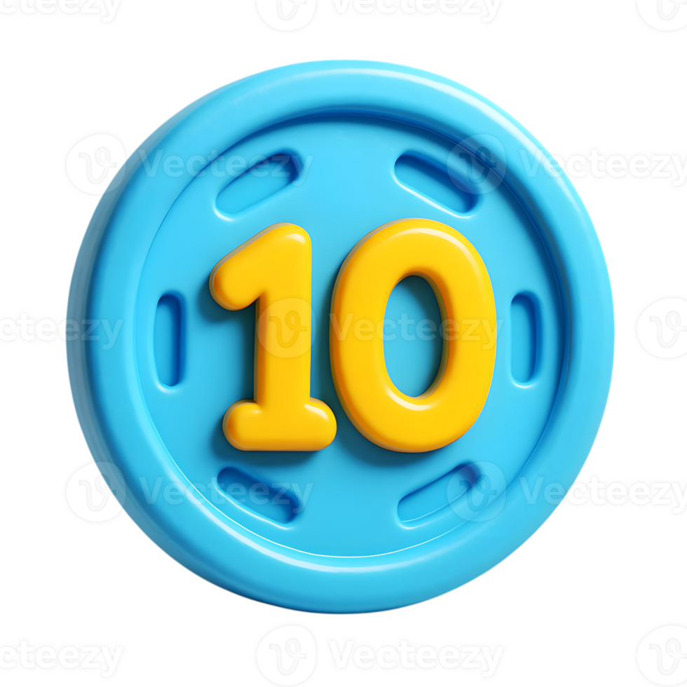 3d rendered coin with number ten for education and business png