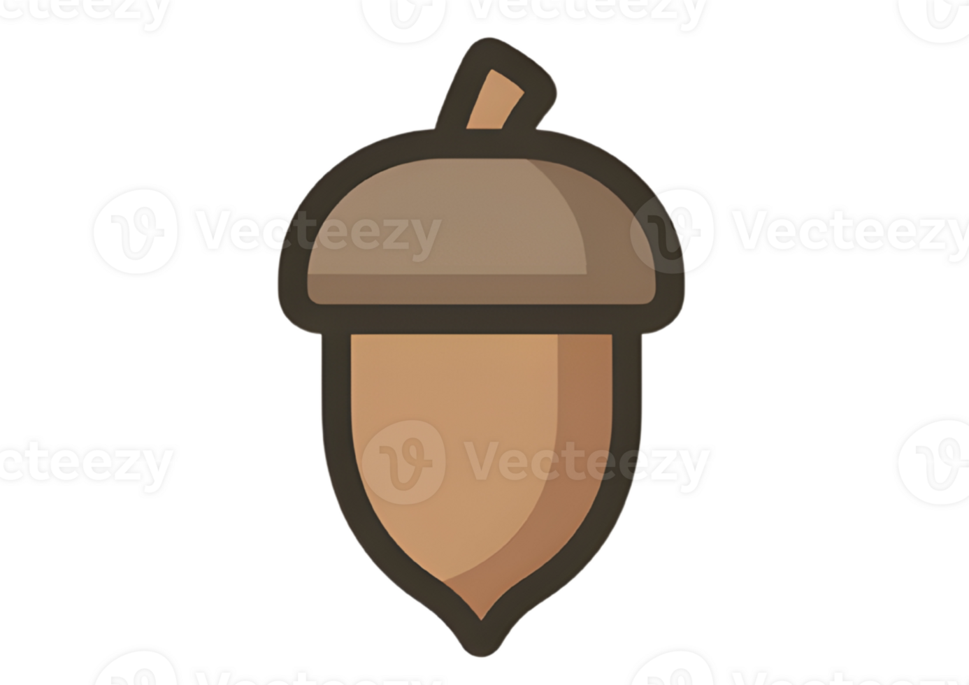 Minimalistic acorn icon featuring a smooth design and transparent format. png