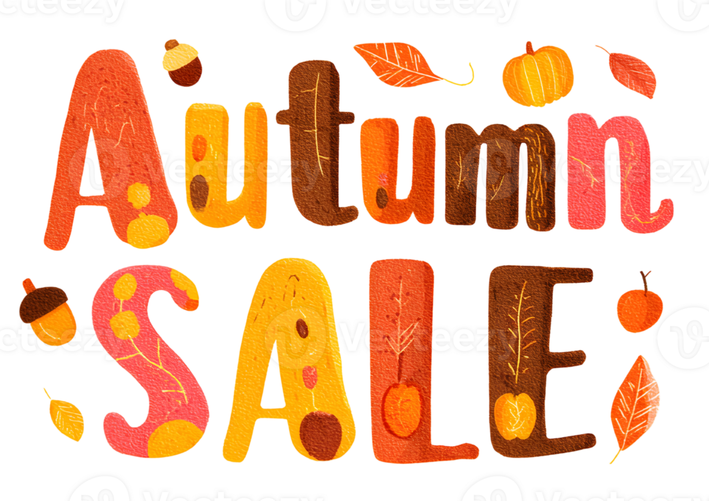 Elegant typography design of Autumn Sale in a playful font with a transparent background. png