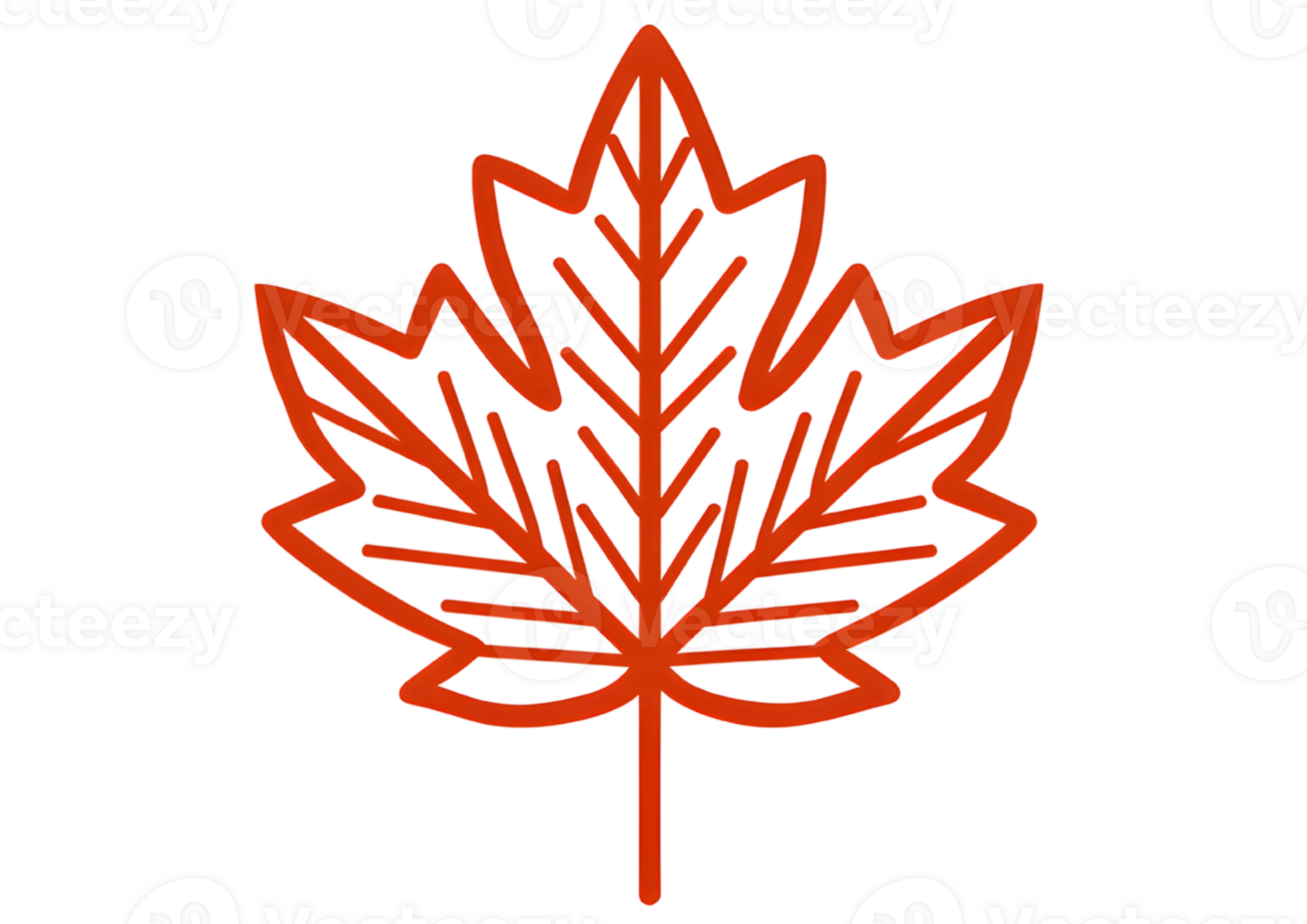 Vibrant red stylized maple leaf icon on a transparent background. png