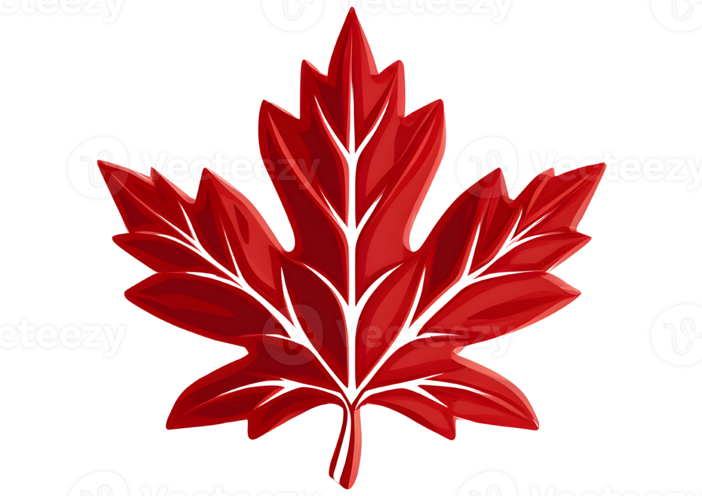 Artfully crafted red maple leaf icon with a clear background. png
