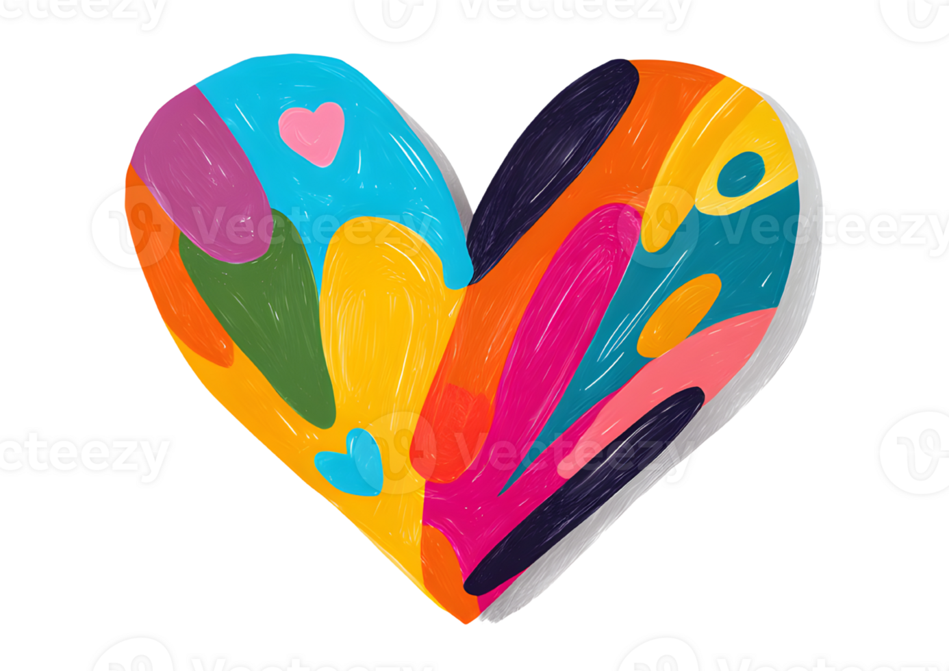 Stylized flat heart shape in bright pink, ideal for conveying emotion and warmth, showcased on a transparent background in format. png