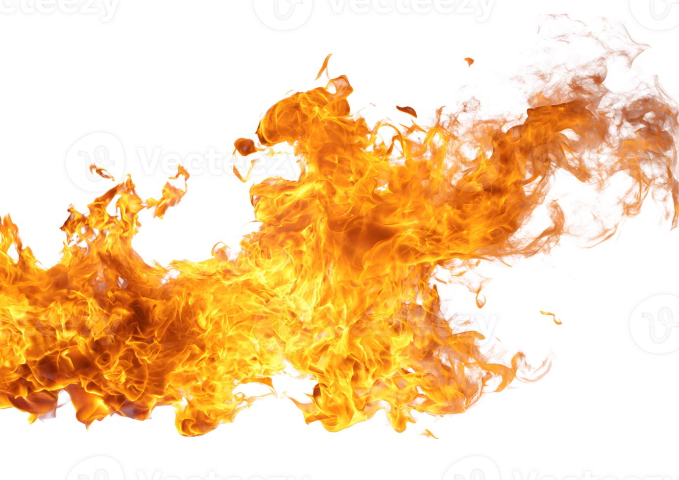 Dramatic burst of fire with bright flames and sparks on a transparent background in format for explosive effects. png