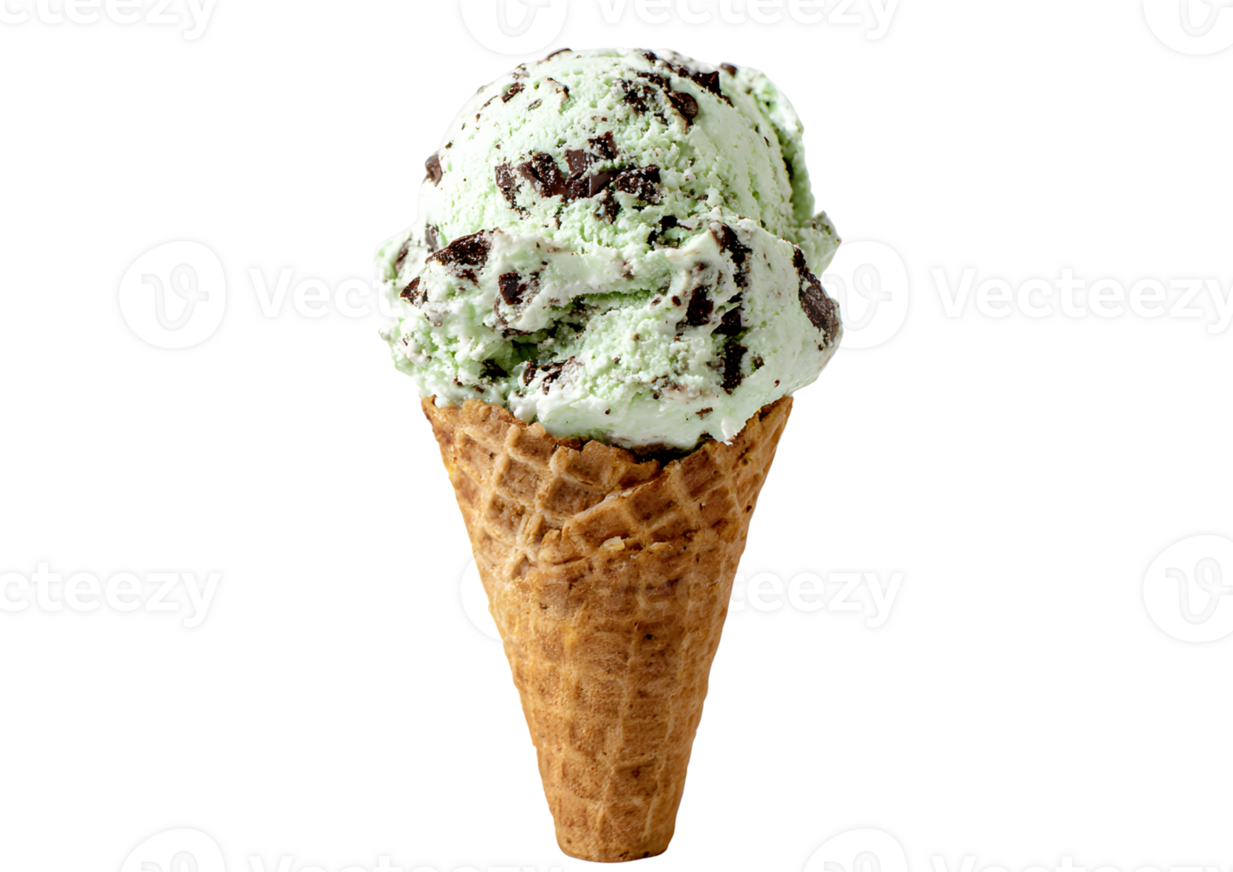 Decadent ice cream in a cone, format with a transparent background. png