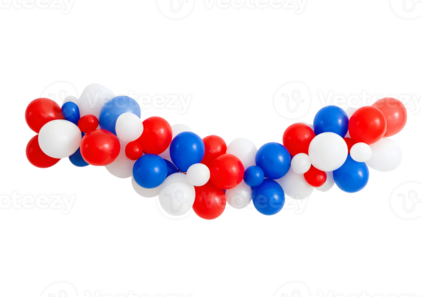 Colorful red, white, and blue balloon isolated on transparent background. png