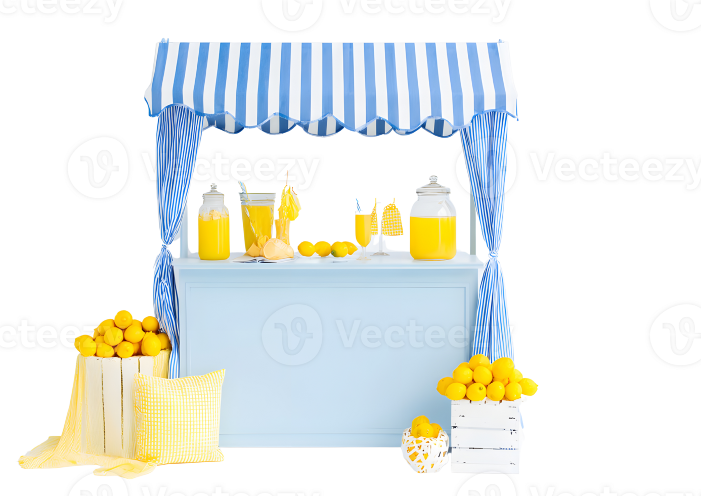 Colorful lemonade stand isolated on a transparent background for creative projects. png