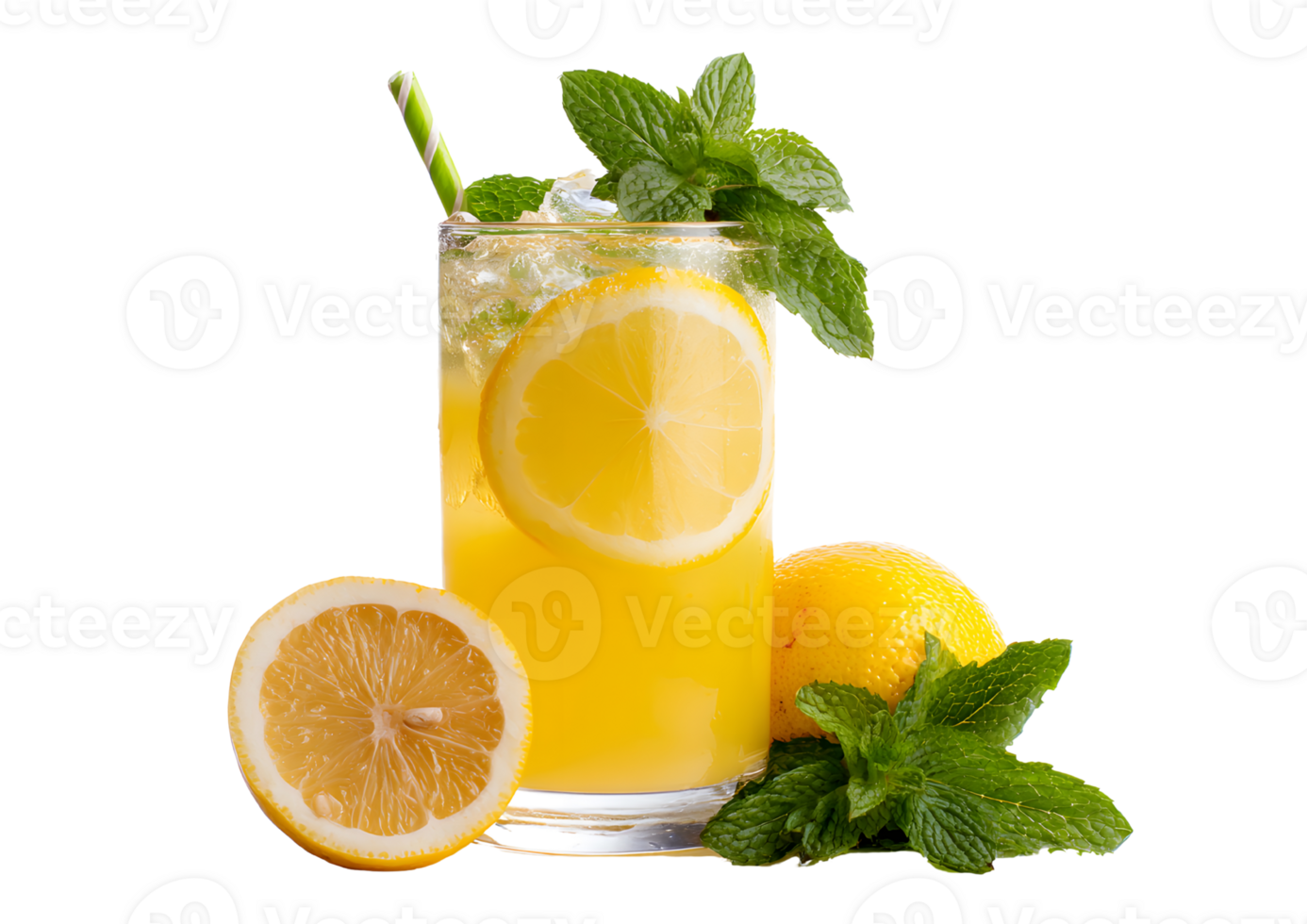 Delicious lemonade mint isolated on a transparent background for creative projects. png
