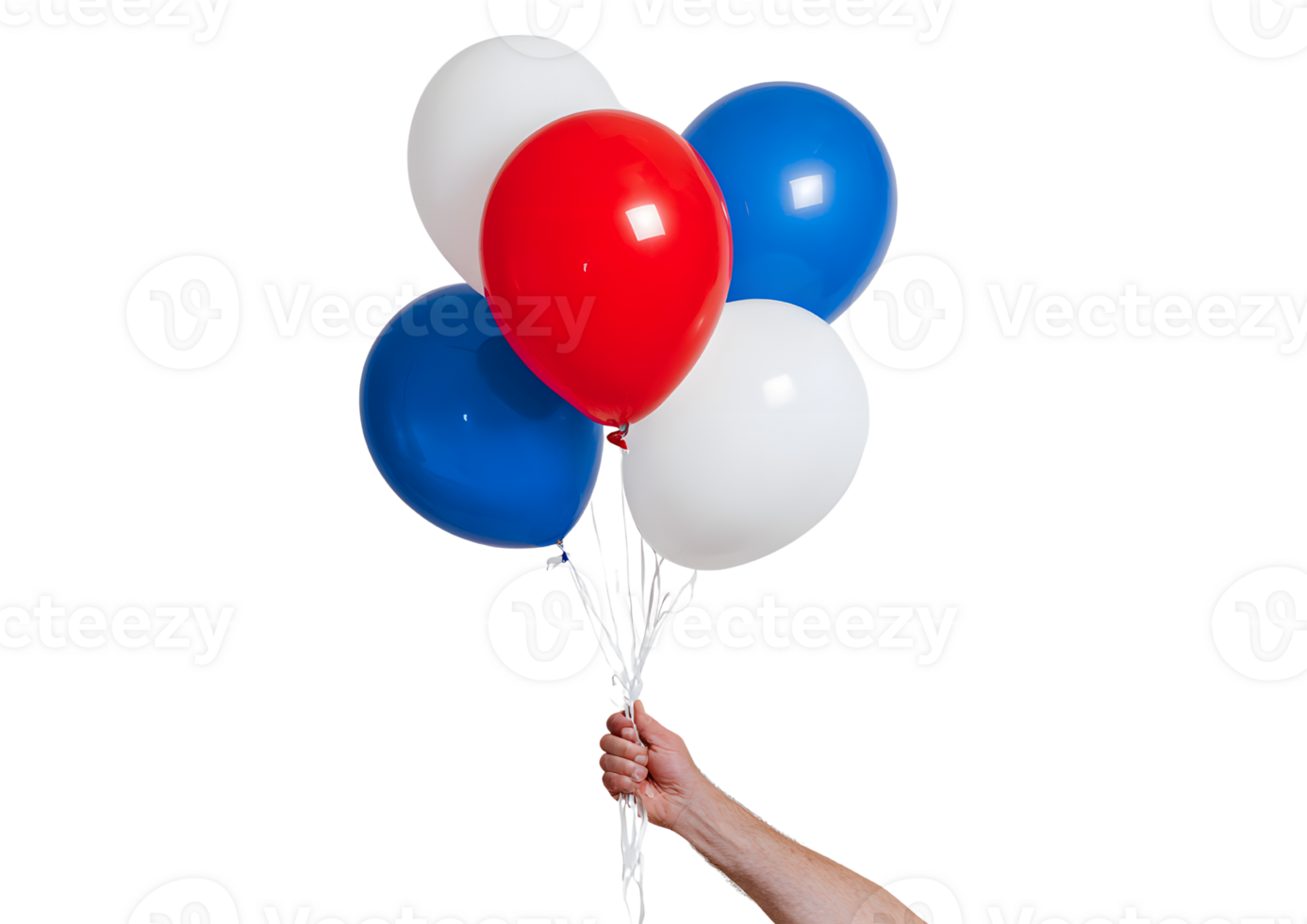 Vibrant red, white, and blue balloon with a clear transparent background. png
