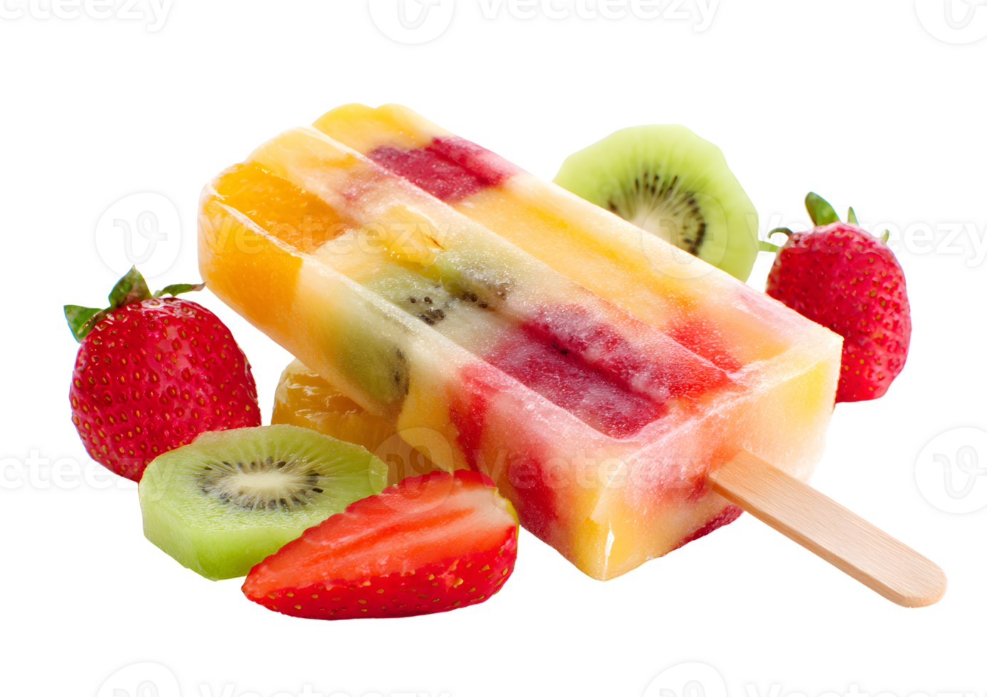 Delicious fruit popsicle isolated on a transparent background for creative projects. png