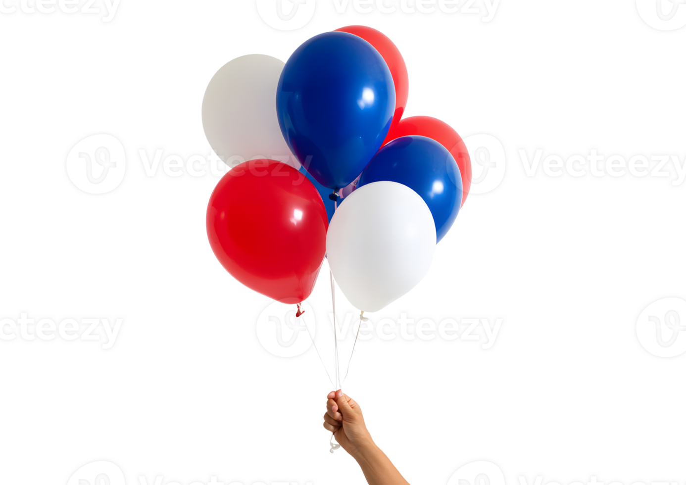 Festive red, white, and blue balloon available on a transparent background. png