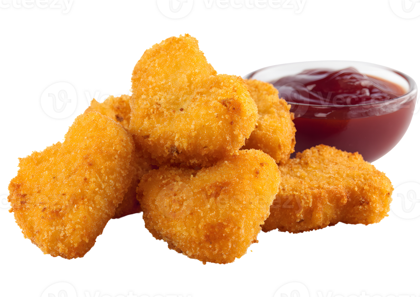 chicken nuggets arranged with a bowl of ketchup sauce, suitable for delicious meal concept, , transparent background png