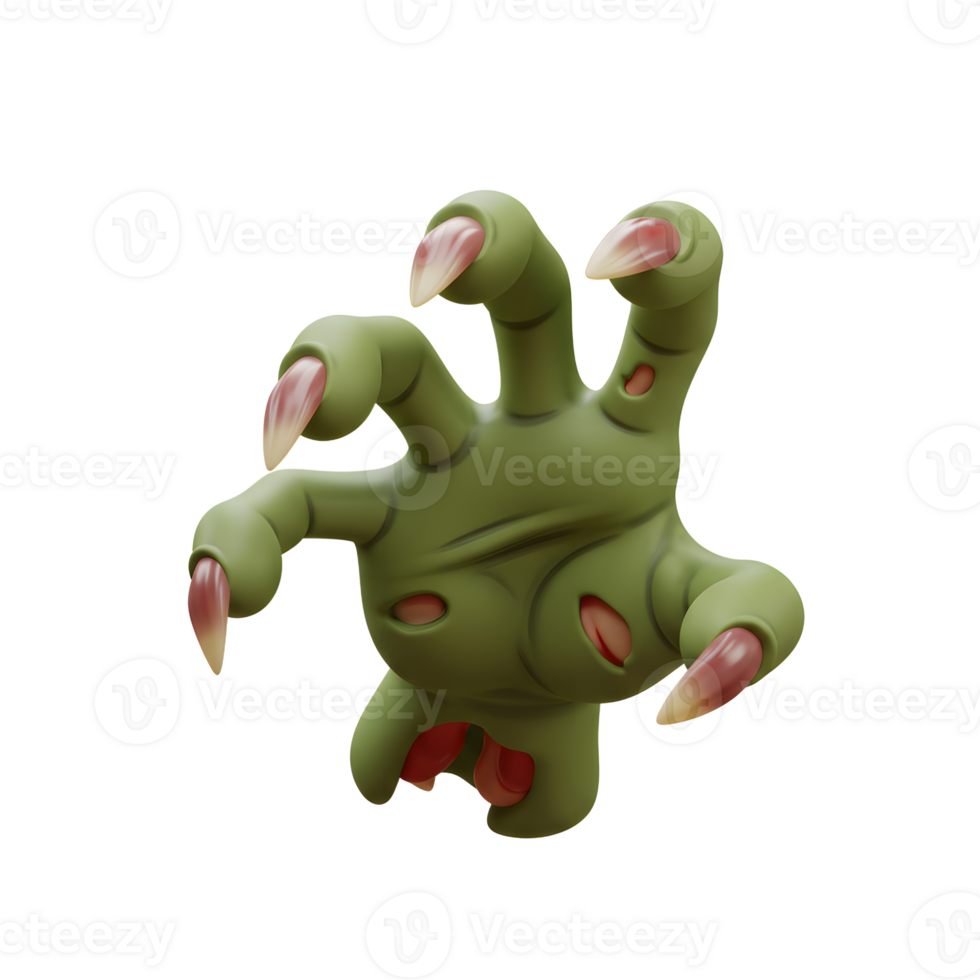 Isolated zombie hand with long nails appears to be reaching out from the ground, ideal for Halloween themes. png