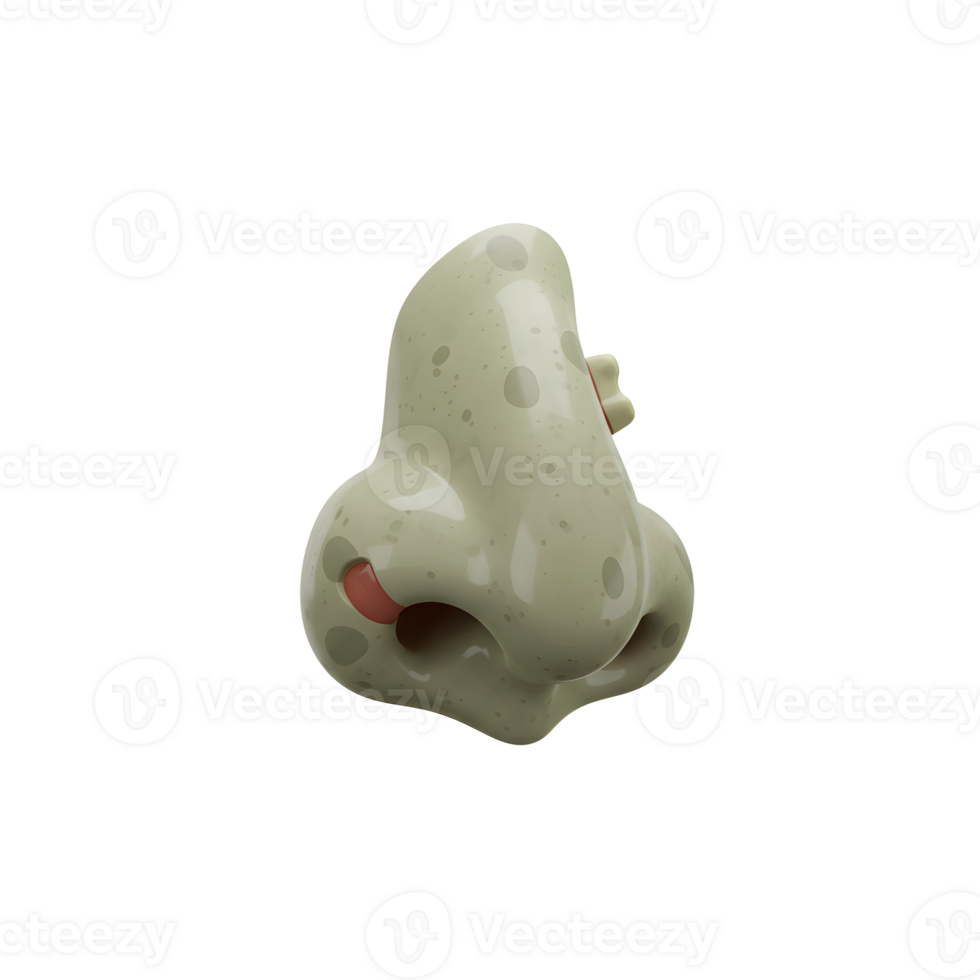 A cartoon nose with a sore and green spots gives a playful yet slightly unsettling visual, suitable for medical illustrations or humorous content. png