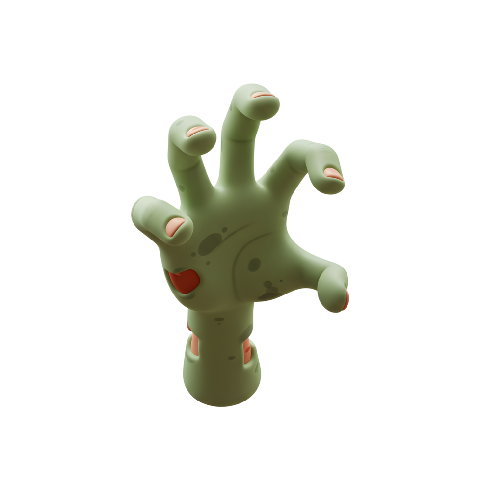 A stylized green zombie hand reaches up, creating a spooky, Halloween themed image often used for decorations or illustrations. png