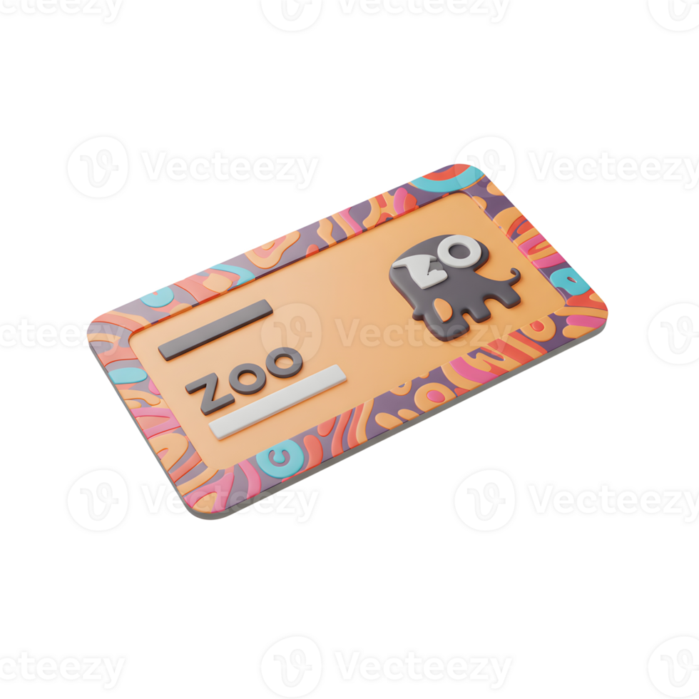 A zoo identification card with an elephant and abstract patterned border is an official document for entry. png