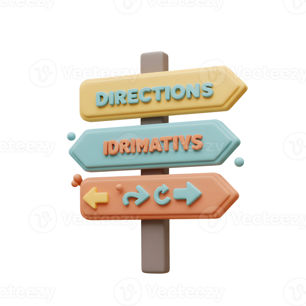 A colorful directional sign with arrows and the word 'Directions' points the way, perfect for guiding users or indicating different paths forward. png