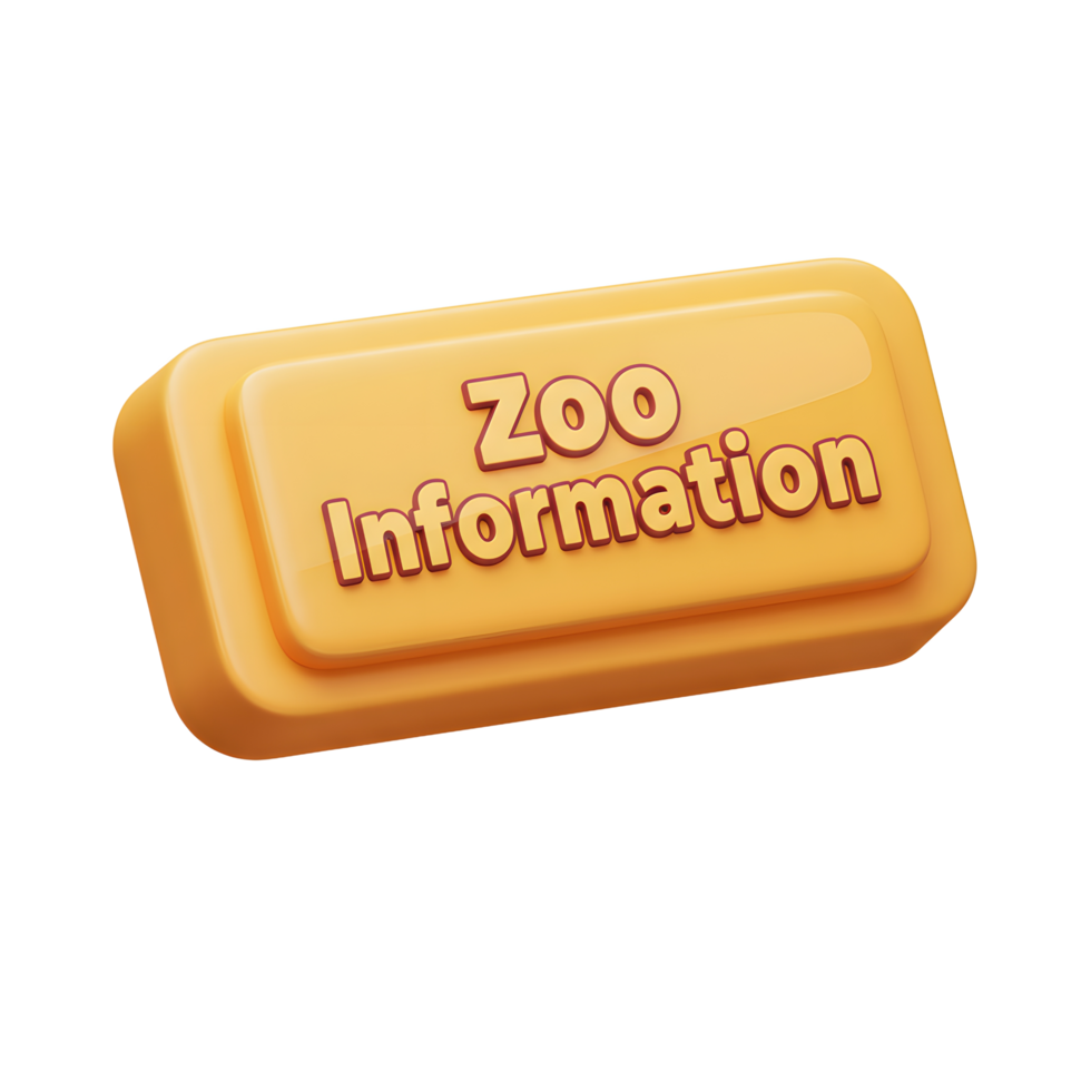 A yellow three dimensional sign displaying the text 'Zoo Information' offers helpful details to visitors. png