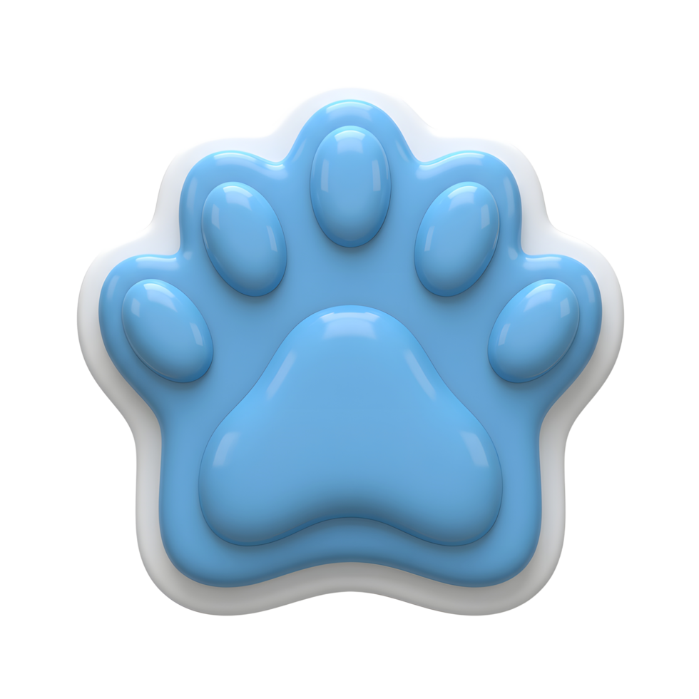 A blue paw print with white outlines is visually presented, potentially for pet related websites or social media graphics. png