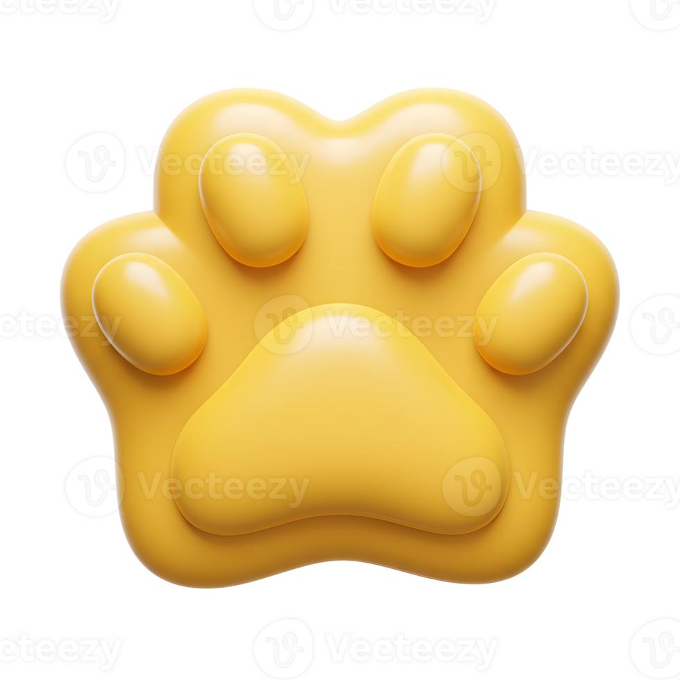 A yellow paw print is displayed on a white background, which can be used as a symbol or logo. png