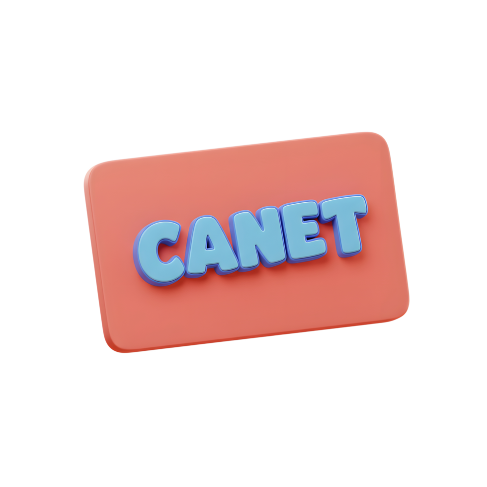 A blue 3D text 'Canet' is displayed on a rounded red rectangle, which can be used for branding. png
