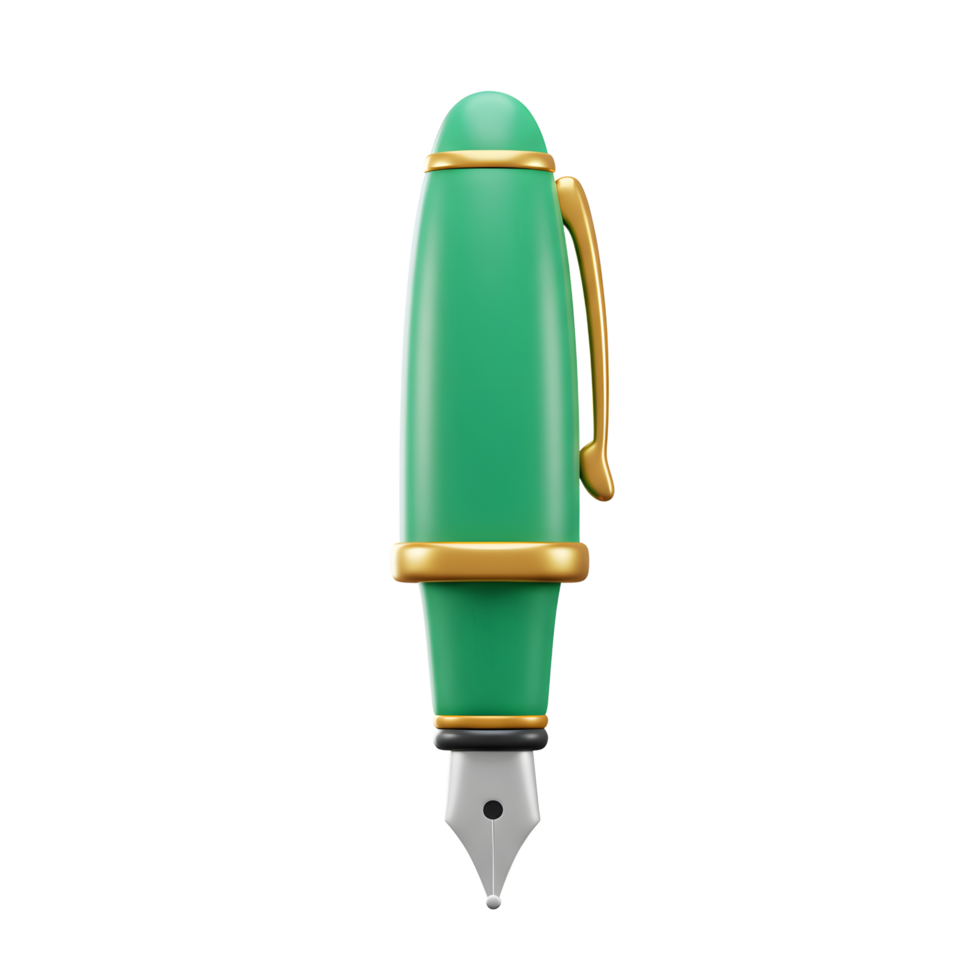 A green and gold fountain pen is displayed against a white background, likely intended for writing and calligraphy purposes. png