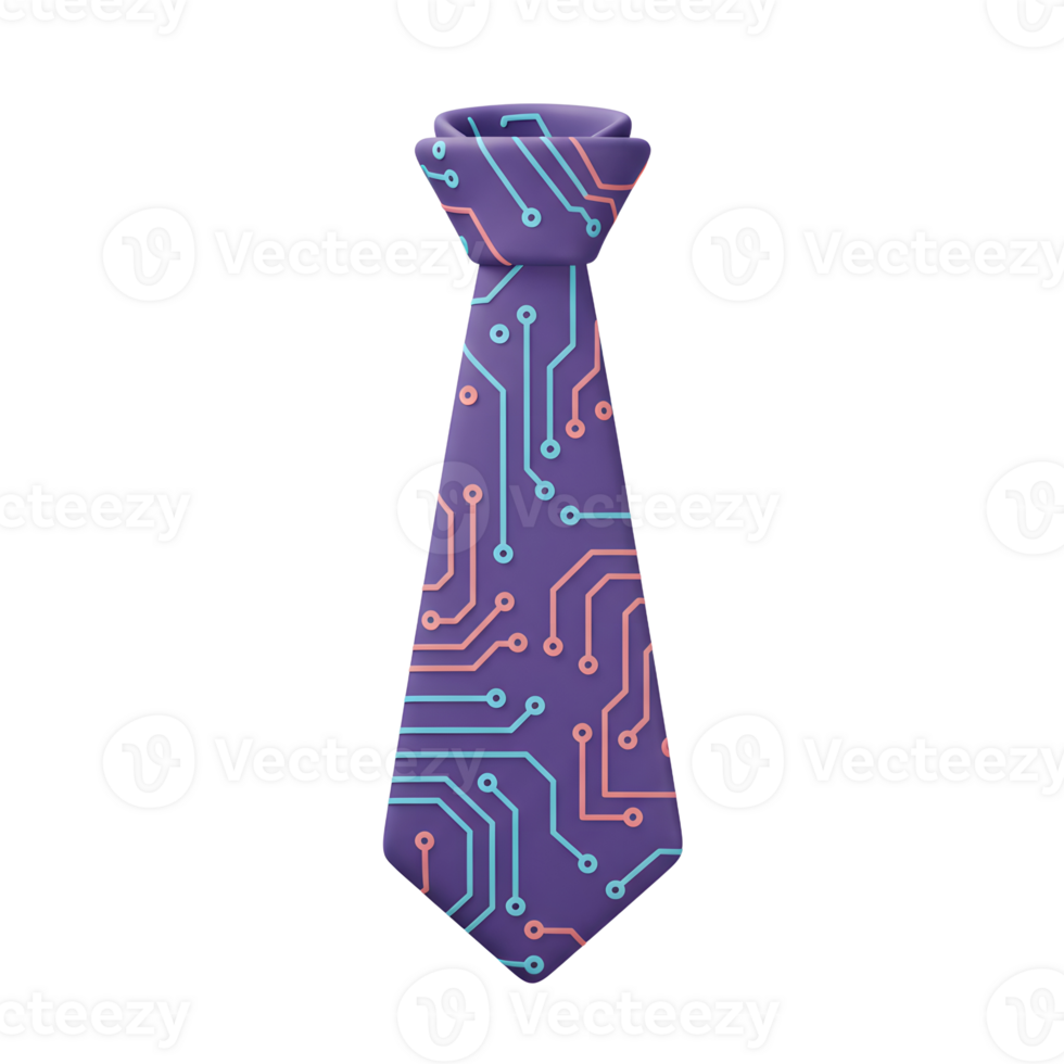 This purple necktie features a circuit board design with pink and light blue lines, making it perfect for a tech conference or a smart casual event. png