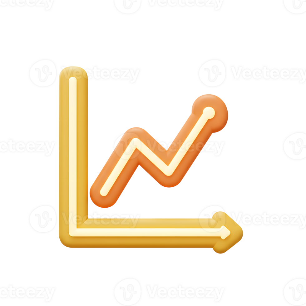 A 3D style chart icon indicates a positive trend, ideal for visualizing business growth or stock market gains. png