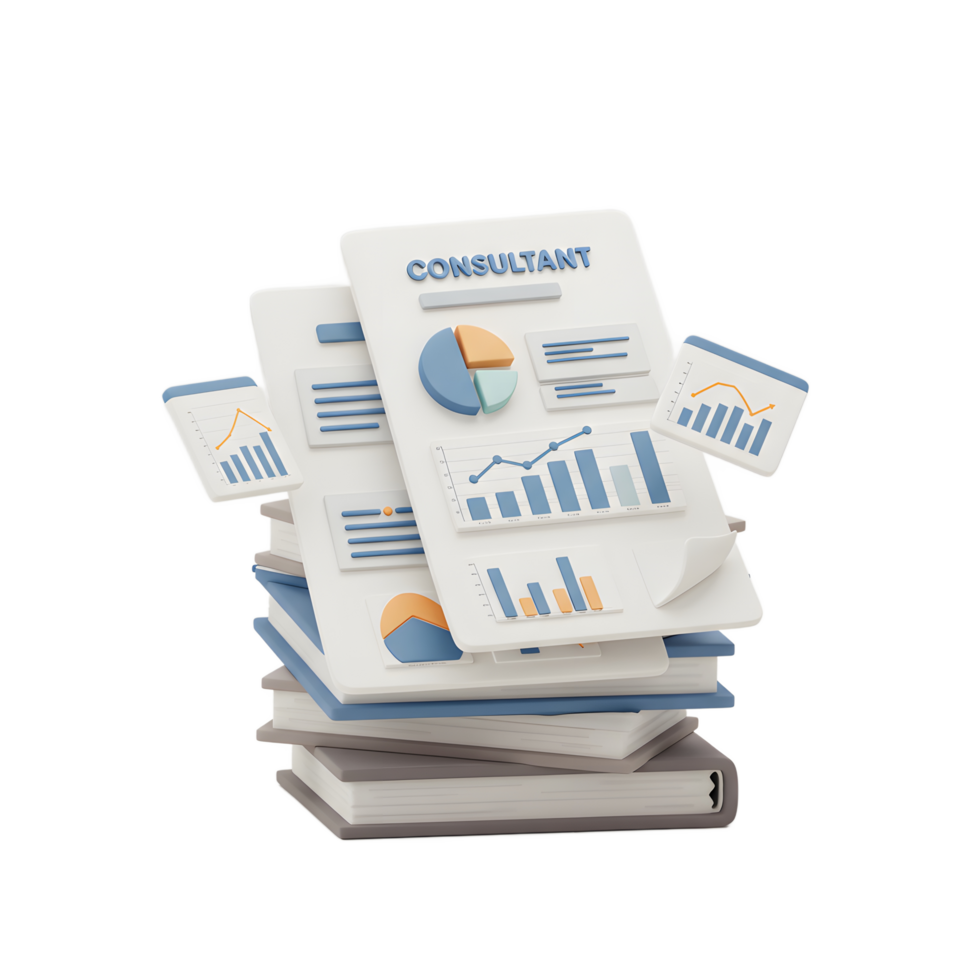 This image shows a consultant document with charts and graphs, which can be used to analyze data and make business decisions. png