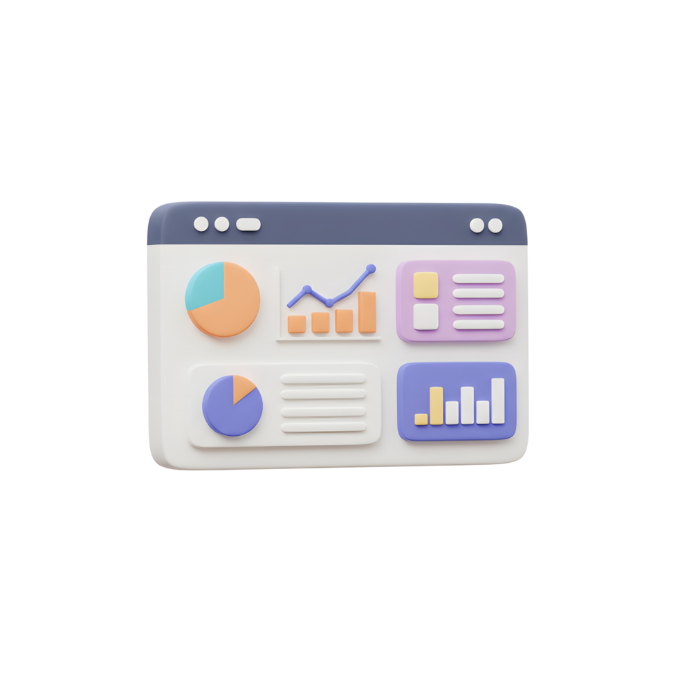 A data dashboard displays various charts and graphs providing a clear overview and performance insights for business analysis. png