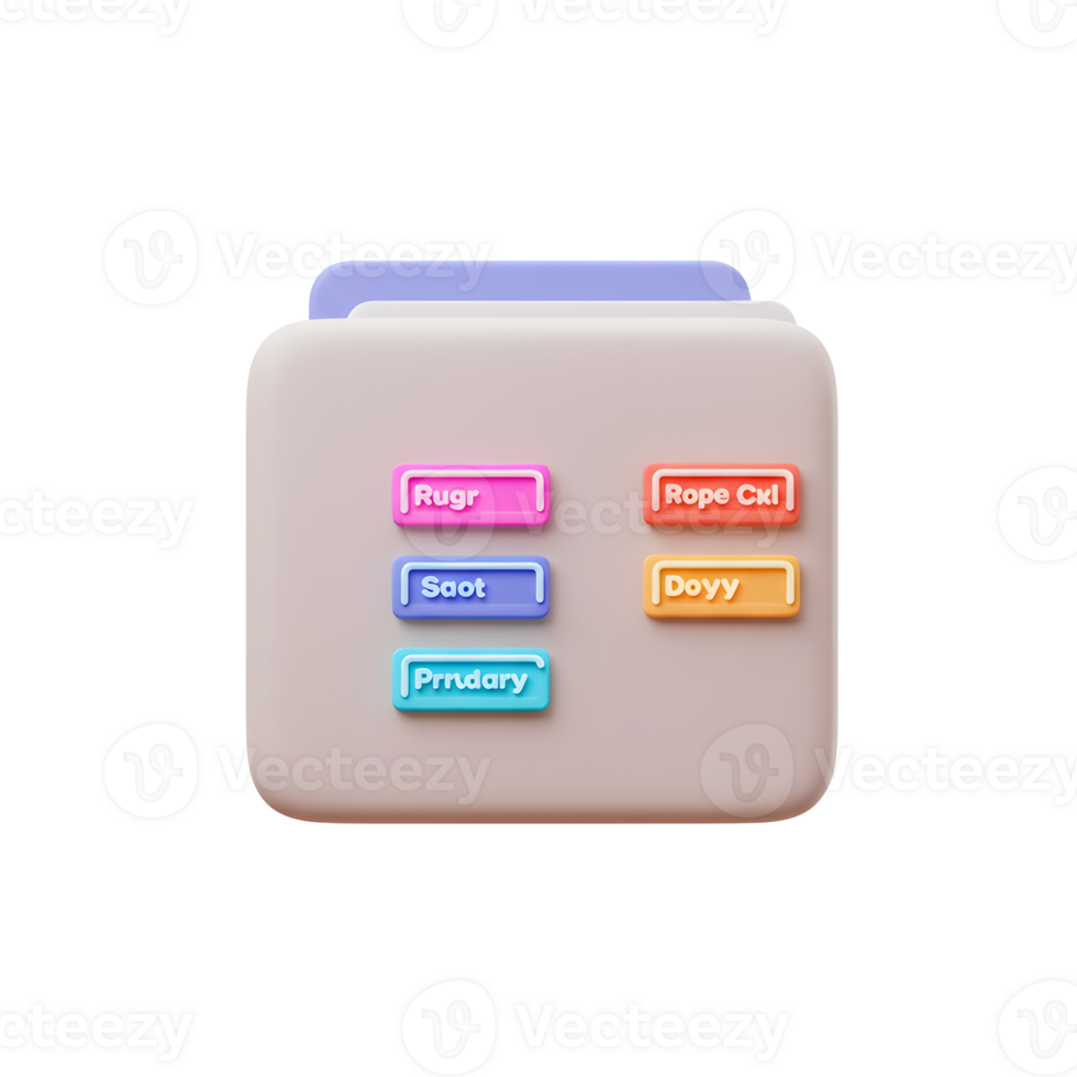 A folder with colorful labels indicating different categories helps in efficient file management and organization for enhanced workflow. png
