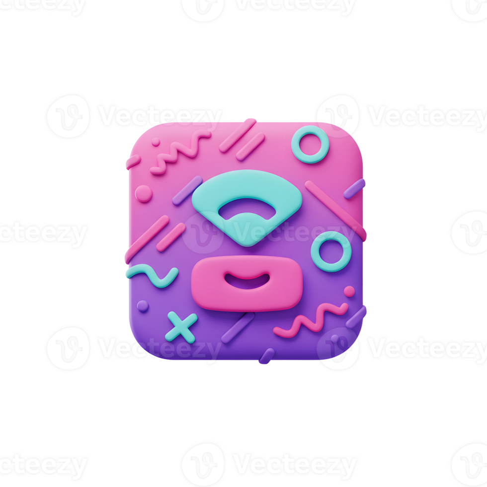 This is an abstract design with pink and purple rounded square, including many shapes for background usage. png