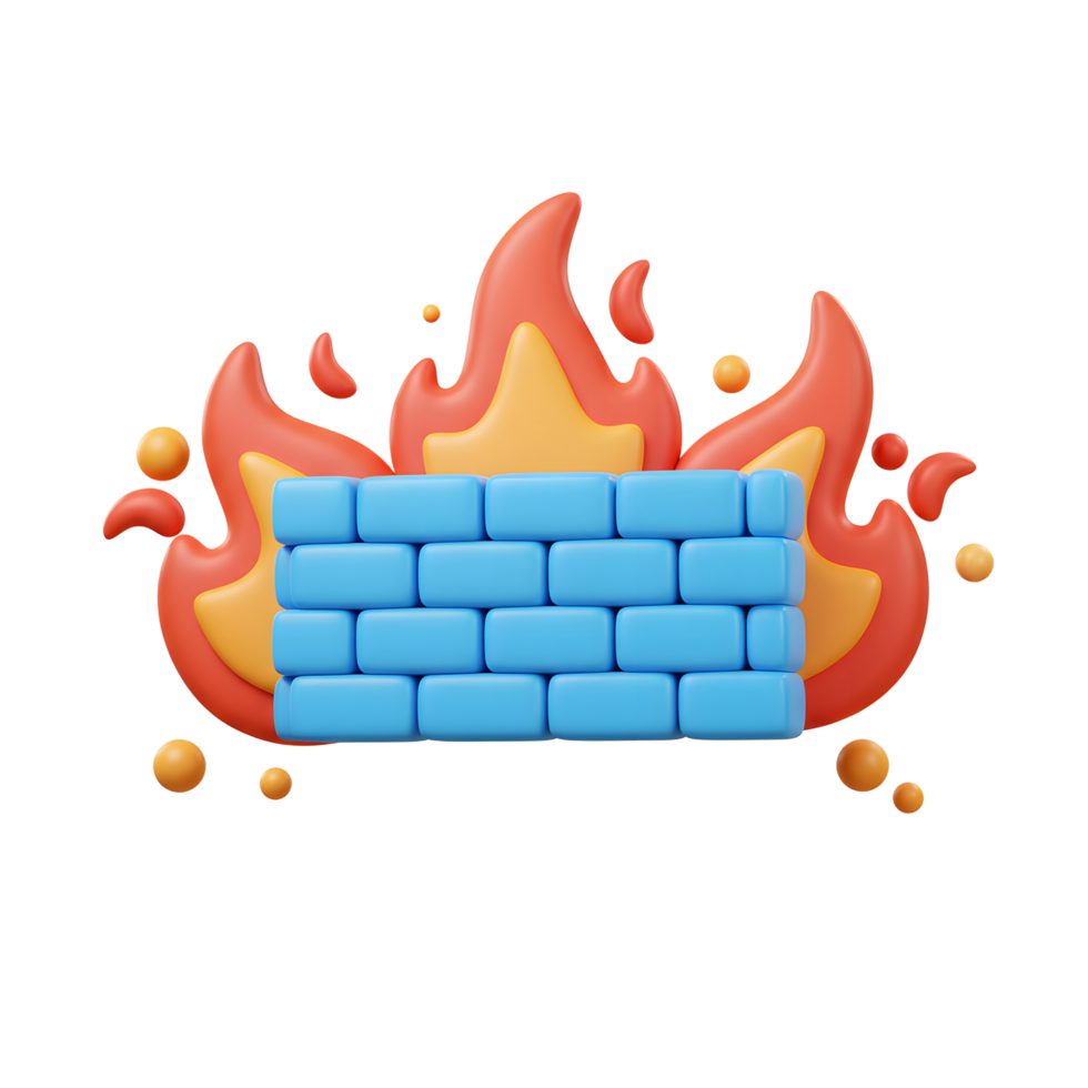 A brick wall stands firm against flames, showing safety and protection from the heat for conceptual use. png