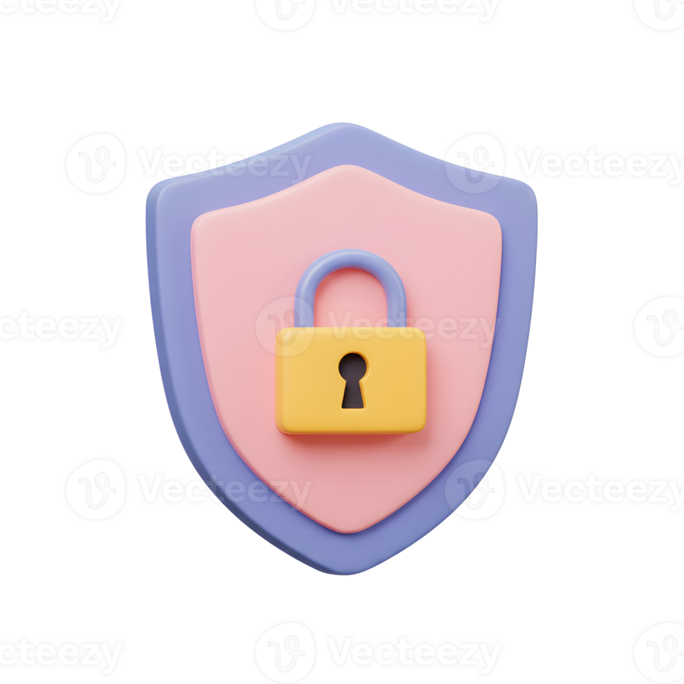 A pastel shield with a padlock offers security, perfect for symbolizing data protection and online safety. png
