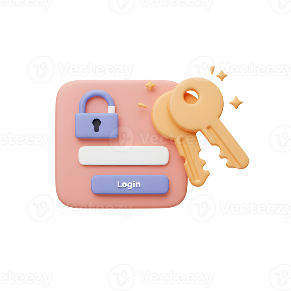 A login form with a padlock and keys indicates secure access, and can be used for authentication illustrations. png