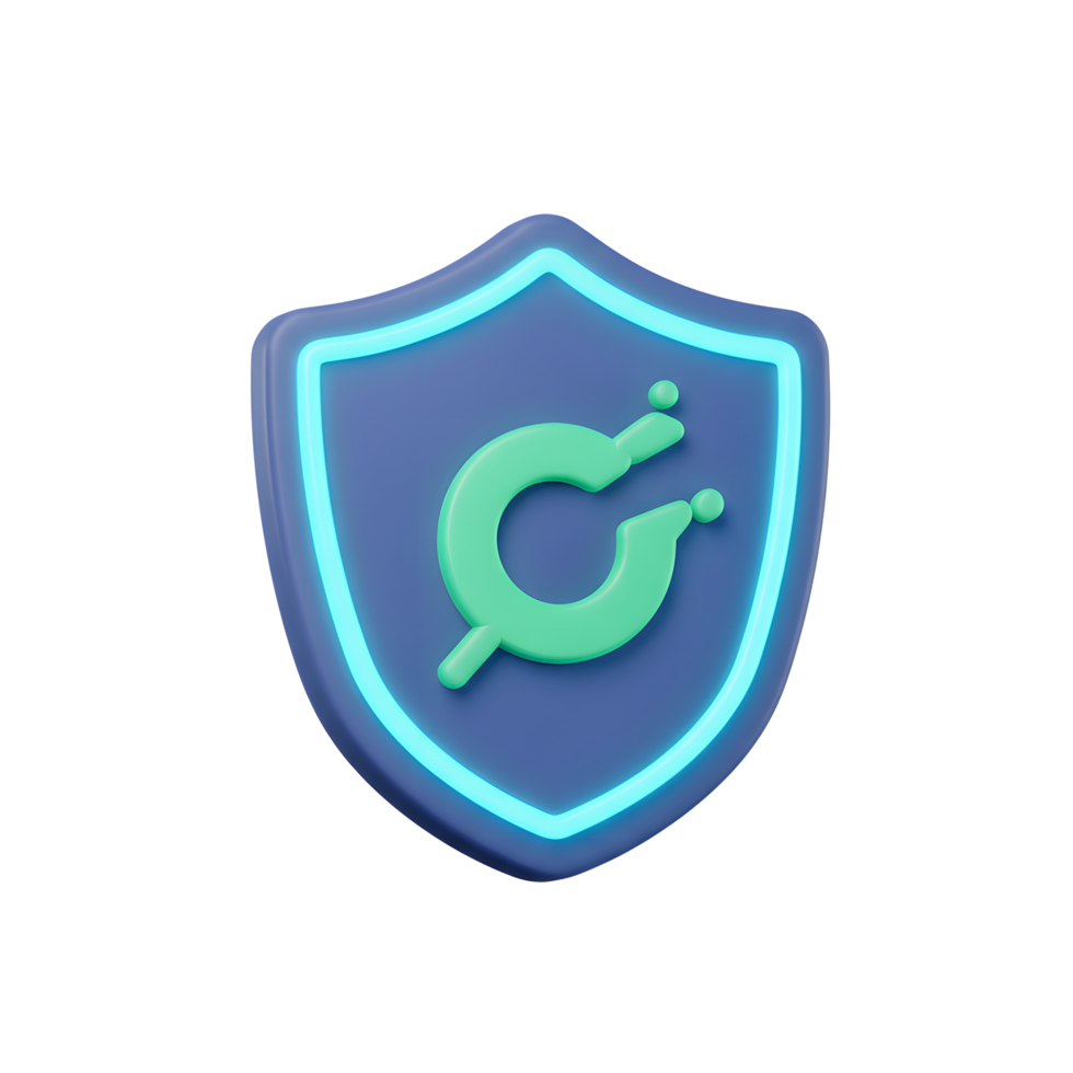 A blue shield featuring a stylized green letter C with glowing outline represents digital security and protection of data, suitable for websites and presentations. png