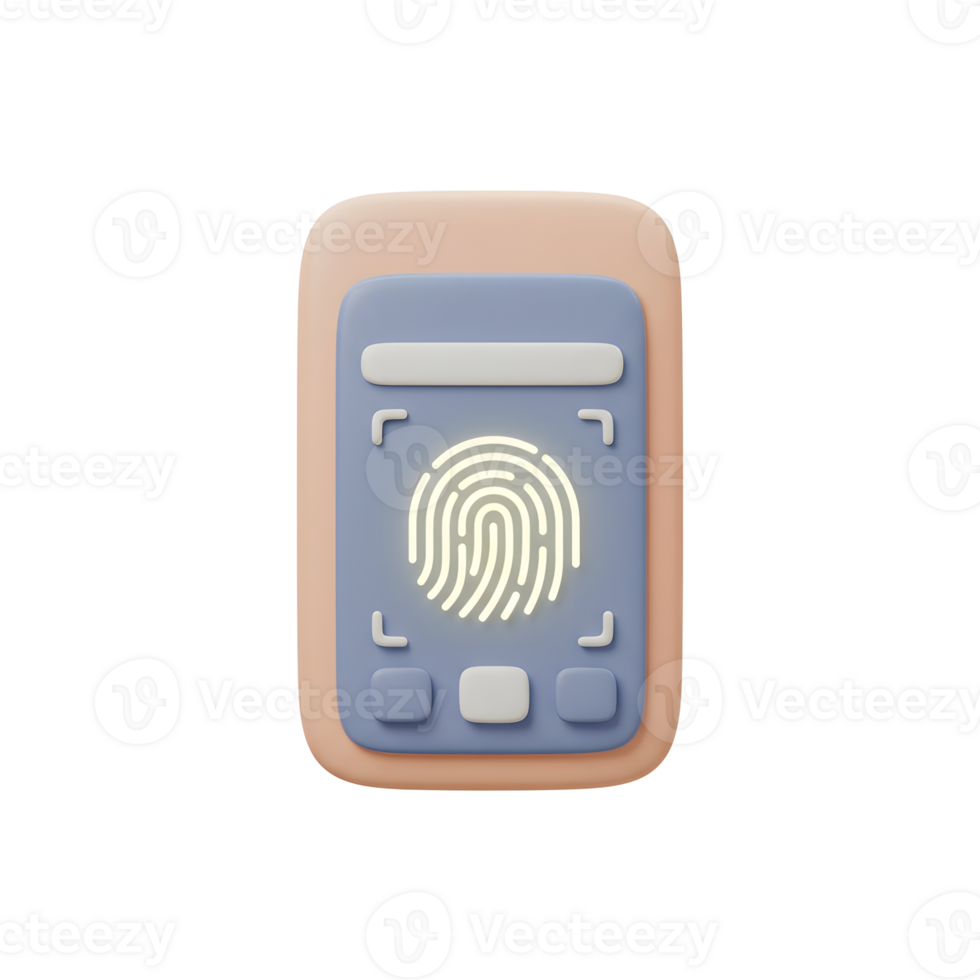 Fingerprint reader is scanning a fingerprint with glowing details, offering a secure access for safety purpose. png