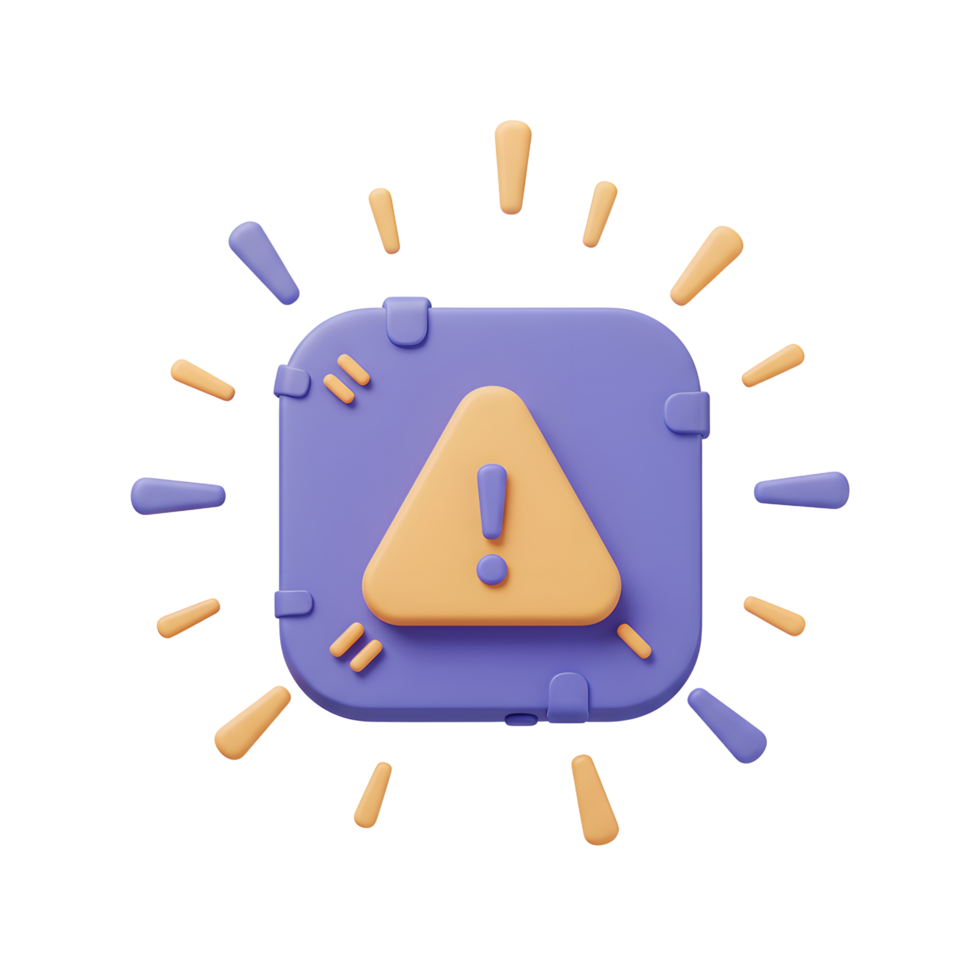A yellow attention triangle icon on a blue square alerts users to a warning message, ideal for websites or mobile apps. png