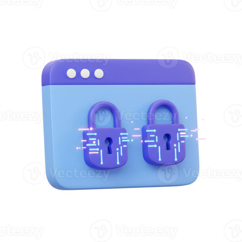A website protected by two padlocks represents digital security and data protection, suggesting use for safeguarding online information. png