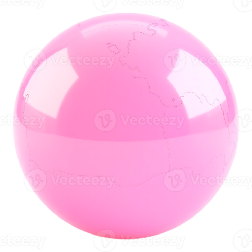 Pink Glossy Globe with Earth Map png
