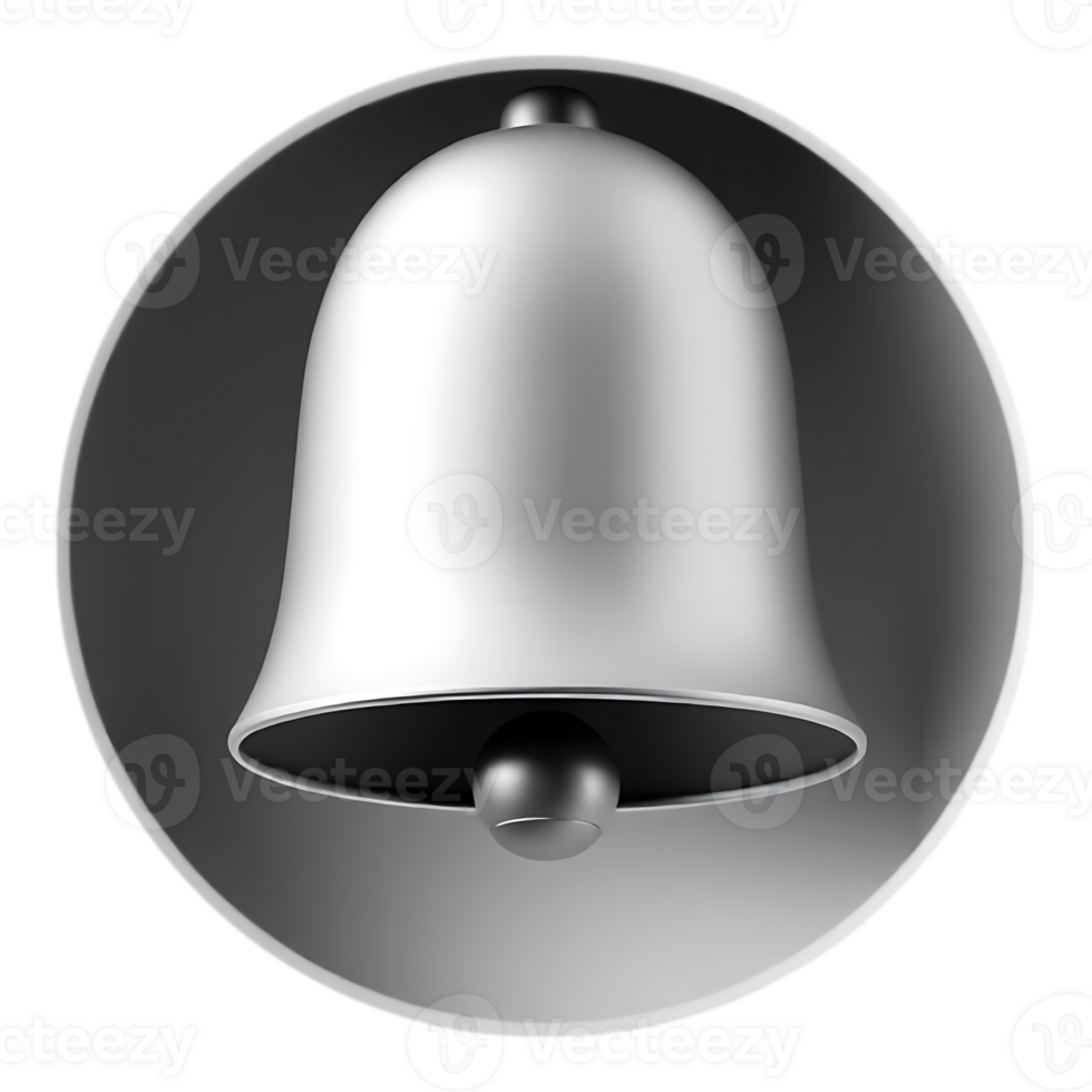 Shiny Silver Bell Icon in a Circular Frame png