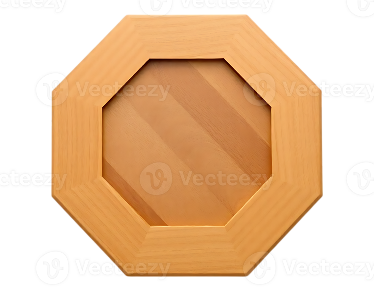 Octagon Wooden Frame with Wood Texture png