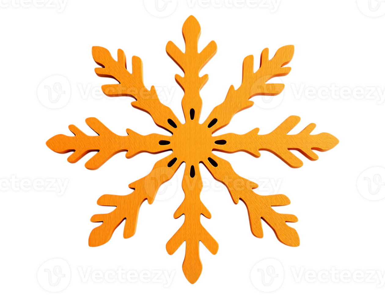 Orange Snowflake Ornament on Transparent Background png