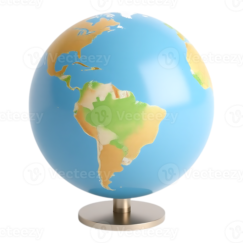 3D Rendered Globe on Stand png