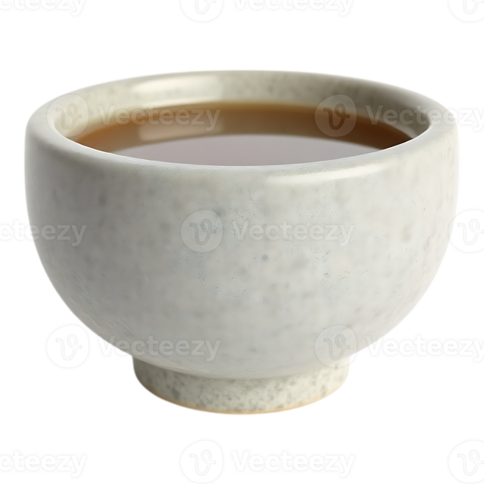Close-up of a ceramic teacup filled with tea on a transparent background png